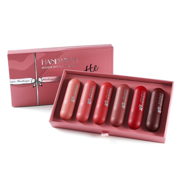EnMart 6 Colors Matte Lipstick Set, Lipstick Female Durable Moisturizing Lip Gloss, Pigmented Waterproof Long Lasting Non-stick Red Velvet Lips Tint Nude Lip Sticks Woman Makeup Cosmetics for Women