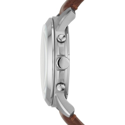 Fossil Men's Grant Quartz Stainless Steel and Leather Chronograph Watch, Color: Silver, Brown (Model: FS4813)
