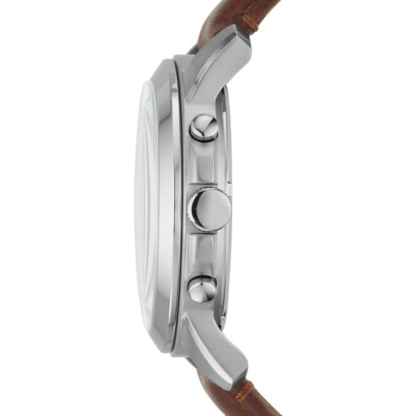 Fossil Men's Grant Quartz Stainless Steel and Leather Chronograph Watch, Color: Silver, Brown (Model: FS4813)