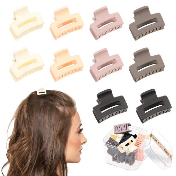 Small Claw Hair Clips for Women Girls - Mini Hair Clips Rectangle Tiny Claw Clips for Thin Hair Strong Hold Cute Jaw Clip Nonslip Hair Styling Accessories with Box