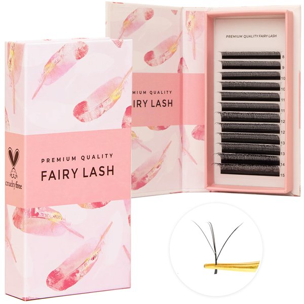 LLBA Fairy Volume Lash Extensions 3D - 0.7mm Thickness | C CC D Curl | 8-15mm Length Mixed Tray | Premium Matte Black Individual Eyelashes Tray, Professional Supplies Use (C, 8mm-15mm)