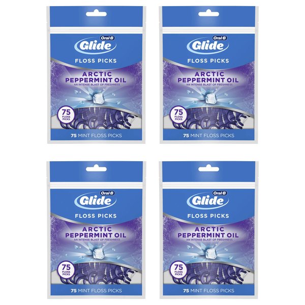 Oral-B Glide 3d White Floss Picks Radiant Mint, 75 Count (pack of 4)