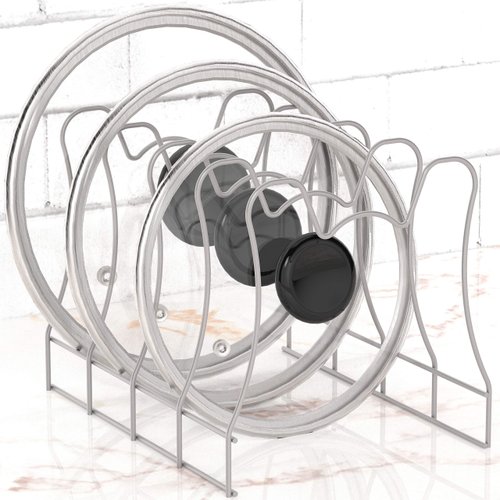 Simple Houseware Kitchen Pot Lid Rack Holder Organizer, Silver