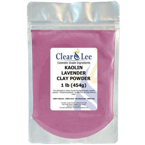 ClearLee Kaolin Lavender Clay Cosmetic Grade Powder - 100% Pure Natural Powder - Great For Skin Detox, Rejuvenation, and More - Heal Damaged Skin - DIY Clay Face Mask (1 lb)