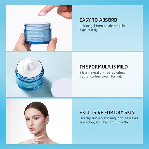 Hydro Boost Hyaluronic Acid Moisturizing Cream, Oil-Free, Face Moisturizer for Dry Skin,Long lasting Hydro Boost Moisturizer-1.76Oz(white)