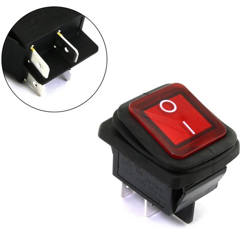 E-outstanding 2 PCS ON/Off 4 Pin 2 Position Boat Rocker Switch with Red Indicator Light Waterproof 16A/250V 20A/125V AC