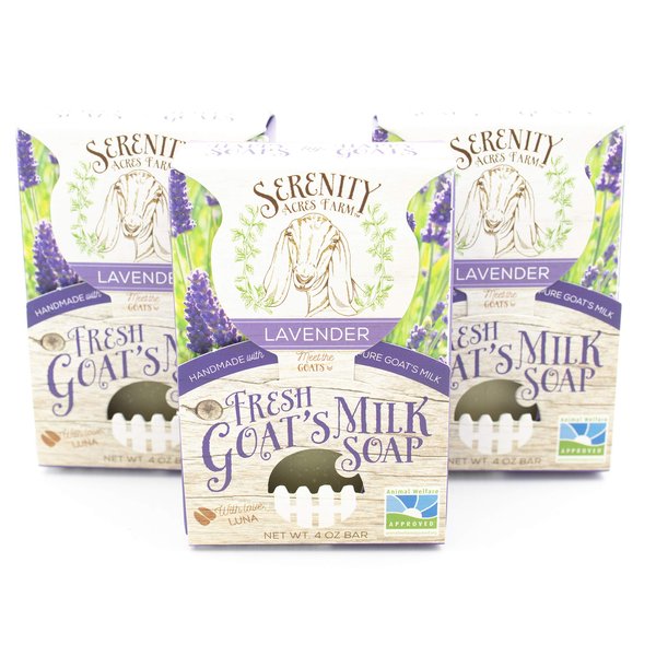 Goat Milk Soap - Handmade All Natural Soap for Sensitive Skin by SerenityGoats (Lavender, 3 Pack)