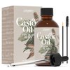 Salubrito 4fl.oz Organic Castor Oil for Eyelashes, Eyebrows, Hair, Skin, 100% Pure & Unrefined, Cold Pressed, Natural Body Oil, Hair Oil, with Lash Brush & Brow Brush Set