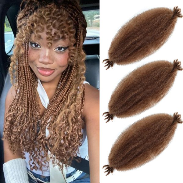 Afro Twist Hair 28 Inch 3 Packs, Springy Afro Twist Hair Pre Fluffed Spring Twist Hair Pre Stretched Wrapping Hair for Soft Locs Hair Extensions (30#)