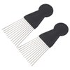 KALLORY Detangling Comb 2pcs for Braid Tools Metal Afro Black Women Men Lift Styling Wig Salon and Combs Detangle African Comb Hair Barber Hairdressing Pick Male Picks Home American Afro Pick