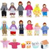 ONEST 18 Pieces Wooden Dollhouse Family Set Mini People Figures Sets Dollhouse Dolls Wooden Doll Family Pretend Play Figures Accessories for Pretend Dollhouse Toy