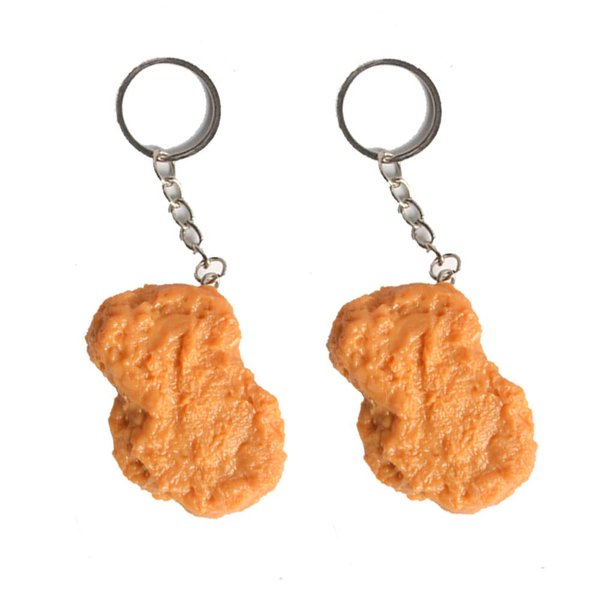 GTONEE Handmade Keychain Imitation Chicken Nuggets Keychain Kids Toy Foods Props Novelty Key Chain Men And Women Keyring 2pcs