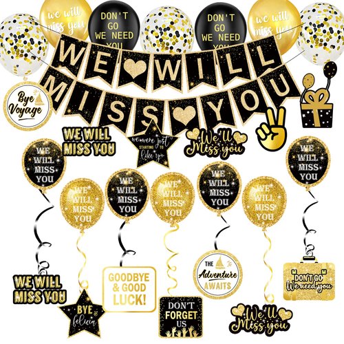 Farewell Party Decorations Supplies Kit, We Will Miss You Decorations, Going Away Party Decorations, Will Miss You Banner, Great for Retirement Farewell Going Away Job Change Party