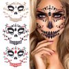 Halloween Face Jewels Temporary Tattoos Skull Horror Ghost Gems Rhinestone Fake Tattoos Acrylic Eyeshadow for Cosplay Party Supplies Day of the Dead Face Stickers 3 Sheet