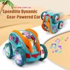 ZRW Speedlite Toy Car,Transparent Luminous Toy Car,Speedlite Dynamic Gear-Powered Car,Bump and Go Toy Cars with Colorful Moving Gears,Suitable for Children Aged 1-3 Years (with Accessories)