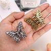 Noverlife 2PCS Vintage Butterfly Hair Claws, Metal Gold Rhinestone Hair Clips, Mini Hair Clips Retro Crystal Hair Jaws, Sparkly Diamond Claw Clips Alloy Fancy Thick Hair Barrette Clamp for Women Girls