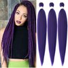 Lavender Purple Pre stretched Braiding Hair, 26 Inches Kanekalon Box Braids Hair Extensions, 3 Packs Yaki Texture Braiding Hair Pre stretched