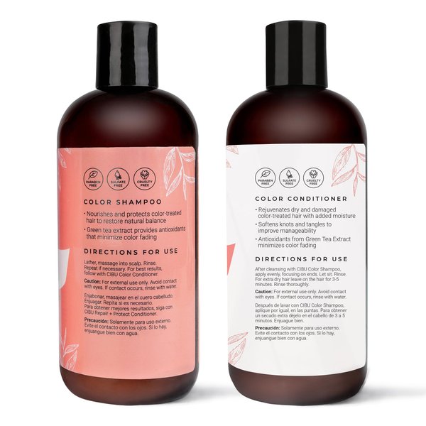 cibu Color Shampoo and Conditioner Bundle for Dry, Color-Treated Hair | Gently Hydrates and Strengthens Strands | Protects Color and Revitalizes Hair and Scalp | Fresh Scent | 11.83oz Pack of 2