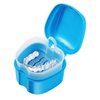 Denture Case Denture Bath Box Case Dental Orthodontic Retainer False Teeth Storage Case Box with Strainer denture cups for soaking dentures (Blue)