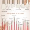 LULUCOLORS 18 pcs Makeup Brush sets - Makeup Brush Set with Wooden Handle - Includes Foundation, Contour, Eyeshadow, Eyeliner, and Lip Brushes -Brushes with Brush Holder -Soft Bristles (Red)