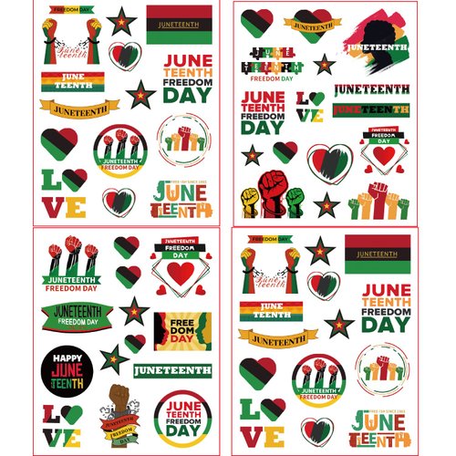 CupaPlay 440PCS Happy Juneteenth Day Party Favors Tattoos Temporary for Kids - Freedom Day Patriotic Party Supplies Goodie Bag Stuffers Favors Prize(30 Sheets)