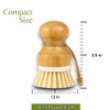 Set of 2 Eco-Friendly Non-Scratch Bamboo Kitchen Cleaning Brushes | Compact Wooden PP Dish Scrubbers with Ergonomic Handles and Hanging Ropes (3.9 x 1.3 inches, 0.21 lbs Each)