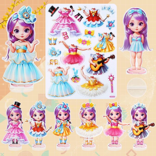 Magnetic Dress Up Dolls,Paper Dolls for Girls Ages 4-10,DIY Princess Magnetic Dress-Up Doll Pretend Play Set, Great for Girl Birthday (Joy)