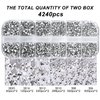 4240Pcs Silver Flatback Rhinestones 6 Sizes Crystal Diamonds for Nail Art Crafts Clothes Shoes with Tweezers and Picking Pen