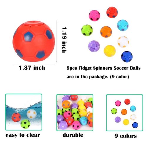 9-32pcs Mini Fidget Spinner Soccer Ball Toy for Kid Boy Girl, Soccer Party Favor, Bulk Kid Prize for School Classroom, Small Return Gifts for Kids Bitdhday Goodie Bags Stuffers Treasure Box Prize