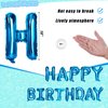 LovesTown Happy Birthday Banner, Blue Birthday Sign Banner Mylar Foil Letters Balloon Happy Birthday Metallic Balloons for Kids Party Supplies