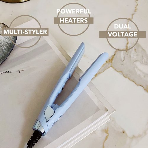 InStyler Wanderlust Mini Flat Iron 0.75" Travel Straightener - Dual Voltage Lightweight Flat Iron - Versatile & Travel-Friendly for Frizz-Free Styling - For All Hair Types