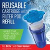 Clear Genius Reusable Cartridge with Filter Pod SU-11, Includes 1 Reusable Cartridge and 1 Filter Pod Refill, Filter Pods Last 2 Months, Blue, Fits Brita & Pur