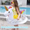 Arcimatto Baby Swimming Pool Floats with Removable Sun Protection Canopy, Cute Inflatable Raft with Seat and Handle, No Flip Over Kids Infants Boat Swim Ring for Toddler 4-48 Months (Glitter Flamingo)