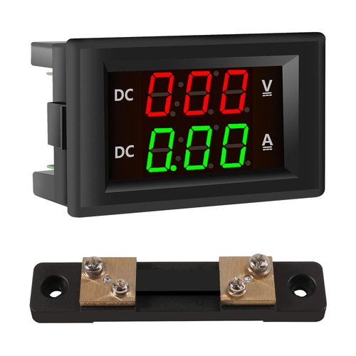 Digital Display Voltage and Ammeter 0.39" LED Voltage Current Display DC 4.5-100V Multimeter Panel Ammeter 0-50A Amp Volt Meter Amperage Monitor Gauge with 50A/75mV Shunt for Automotive Motor Battery