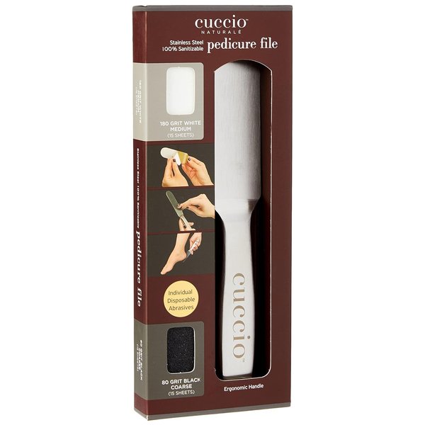 Cuccio Naturale Reusable Stainless Steel Pedicure File Kit with Extra Refills
