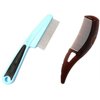 Dandruff Comb, Stainless Steel Fine Tooth Lice/Flea Comb, Psoriasis Comb, Scalp Oil Buildup Removal Wide Hollow Tooth Button Hairbrush for Scalp Massage Care for Man Women and Kids, Set of 2 (Blue)