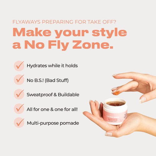 INH No Fly Zone Hair Pomade | Hydrating, Strong-Hold, Sweat-Proof, and Gentle to Slick down Flyaways | 2oz