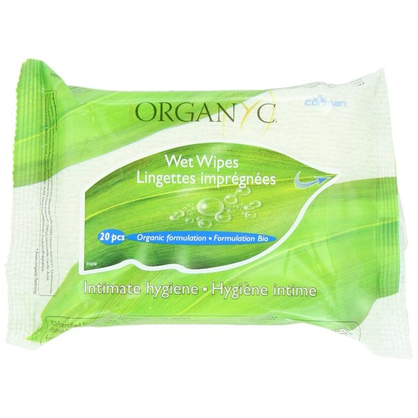 ORGANYC 100% Organic Cotton Feminine Hygiene Wipes, 20-count Packages (Pack of 6)