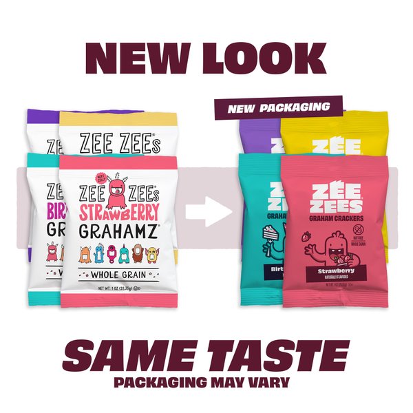 Zee Zees Strawberry Grahamz, 1 oz, 24 pack, Nut Free, Whole Grain, Vegan, School Safe, On-The-Go
