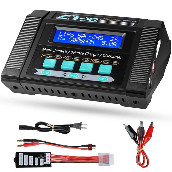 BGUAD 100W 10A AC/DC 1-6S Lipo Battery Charger Discharger Smart Balance Lipo Charger for LiPo LiHV Life NiMH NiCd Pb for Hobby RC Car Boat Drone FPV Racing Airplane Helicopter Airsoft