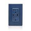 Leviton RUAA2-RN Renu USB Charger/Tamper-Resistant Duplex Outlet, 20A-125VAC, Rich Navy