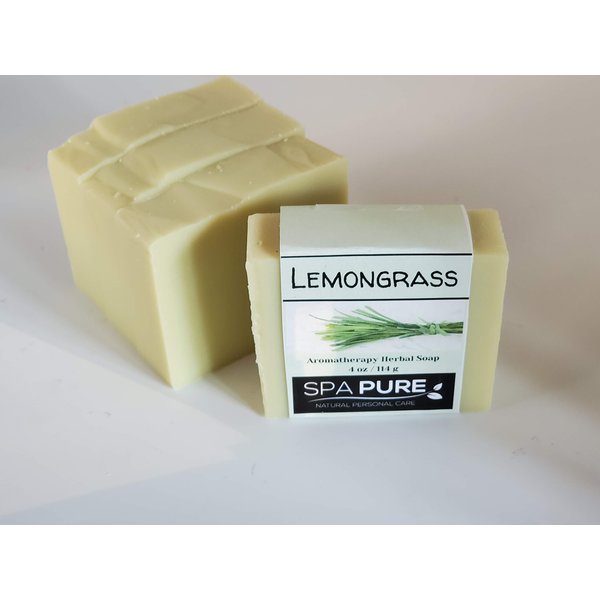 Spa Pure Aromatherapy Luxury Soap, made with plant based ingredients, essential oils, all natural vegan, 4.5 oz each (Lemongrass)