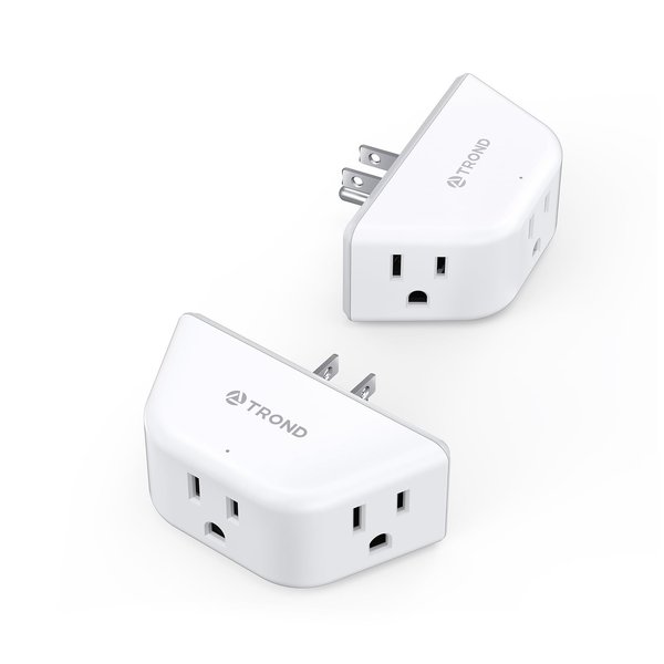 TROND Multi Plug Outlet Extender 2 Pack - Electrical Wall Outlet Splitter, 3 Way Outlet Wall Adapter, Cruise Essentials, Small Multiple Plug Expander for Cruise Ship Home Office Dorm Room