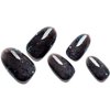 GLAMERMAID Black Jelly Press on Nails Short- Handmade Gel Nails, Black Glitter Fake Nails Oval Shape Galaxy Acrylic False Nail Kits Stick Glue on Nails Sets Reusable Nails for Women Girl Gift