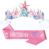 CIEHER Pink Mermaid Birthday Girl Sash Set, Mermaid Birthday Decorations, Birthday Sash for Women Girls Princess Mermaid Party Favors