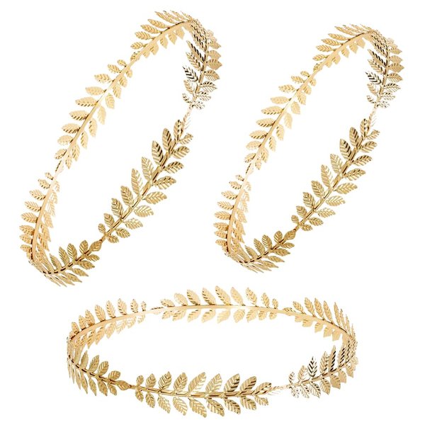 Tkocisa 3 Pack Roman Laurel Leaf Crown Tiara Greek Leaf Headband, Roman Head Wreath Leaf Crown Goddess Costume Accessories for Girls Women Halloween Party Accessories