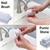 Superio Nail Brush with Pumice Stone Duel Side Shower Brush Bathroom Foot Scrubber exfoliate Dry Dead Skin Stiff Bristles Brush Removes Callus on Hand Heels Smooth Skin, (3)