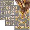 5D Engraved Sunflower Nail Art Stickers Yellow Black Floral Flower Acrylic Embossed Sliders Summer Nail Decals Manicure Decoration for Women Girls Nails Painting Charms Accessories