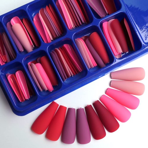 300pc Matte Coffin Press on Nails Kit Long Ballerina False Nails Full Cover Artificial Fake Fingernails Acrylic Nail Tips Manicure Decor for Women Grils Salon and Home DIY