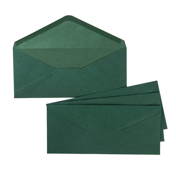 50 Pack #10 Business Envelopes Standard V Flap Invoices Envelopes for Office Checks, Business Letterhead, Letter Mailing 4.13 x 9.49 Inches (Dark Green)